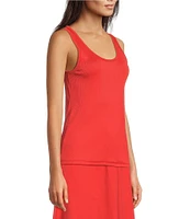 Eileen Fisher Stretch Rib Knit Scoop Neck Sleeveless Tank