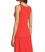 Eileen Fisher Stretch Rib Knit Scoop Neck Sleeveless Tank