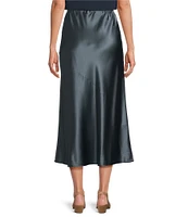 Eileen Fisher Bias Stretch Silk Charmeuse A-Line Pull-On Midi Skirt