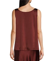 Eileen Fisher Stretch Silk Charmeuse Scoop Neck Sleeveless Tank