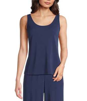 Eileen Fisher Stretch Silk Jersey Scoop Neck Sleeveless Tank
