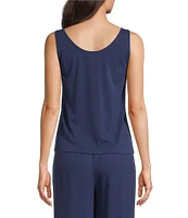 Eileen Fisher Stretch Silk Jersey Scoop Neck Sleeveless Tank