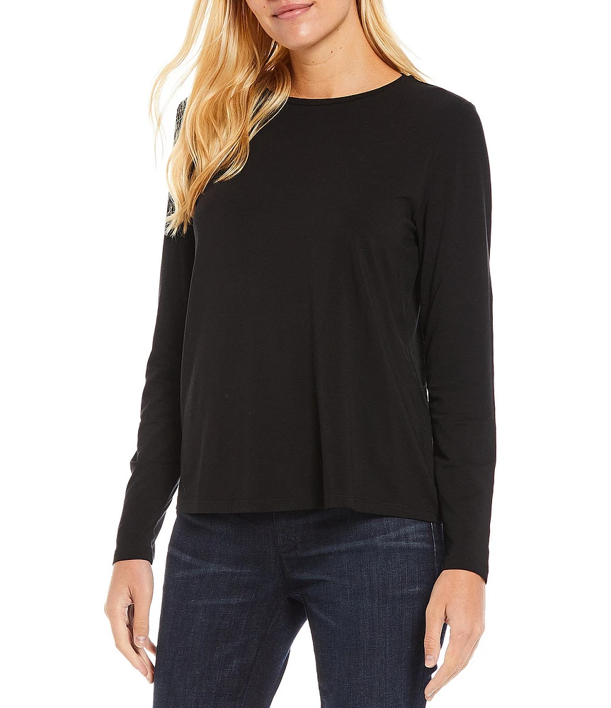 Eileen Fisher Tencel Jersey Long Sleeve Crew Neck Top