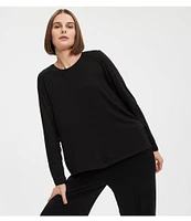 Eileen Fisher Tencel Jersey Long Sleeve Crew Neck Top