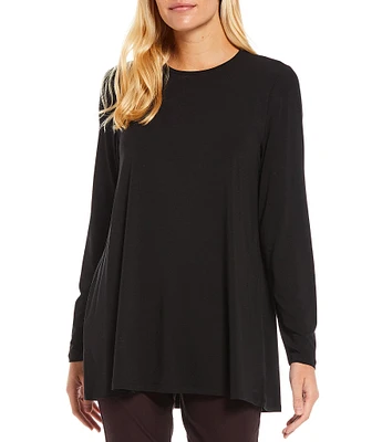 Eileen Fisher Tencel Jersey Long Sleeve Crew Neck Shirt