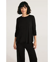 Eileen Fisher Tencel Jersey Long Sleeve Crew Neck Shirt