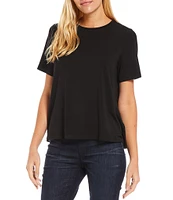 Eileen Fisher Tencel Lightweight Jersey Crew Neck Short Sleeve Shirt