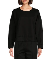 Eileen Fisher Tencel™ Lyocell Ponte Knit Round Neck Long Sleeve Boxy Top