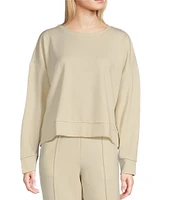 Eileen Fisher Tencel™ Lyocell Ponte Knit Round Neck Long Sleeve Boxy Top