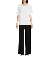 Eileen Fisher Tencel™ Lyocell Stretch Knit Jersey Wide Leg Pull-On Pants