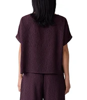 Eileen Fisher Textured Boat Neck Short Dolman Sleeve Top