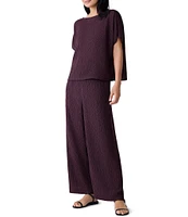 Eileen Fisher Textured Boat Neck Short Dolman Sleeve Top