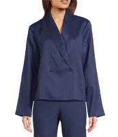 Eileen Fisher Textured Silk Shawl Collar Long Sleeve Jacket