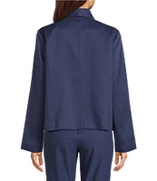 Eileen Fisher Textured Silk Shawl Collar Long Sleeve Jacket