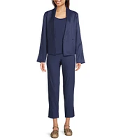 Eileen Fisher Textured Silk Shawl Collar Long Sleeve Jacket