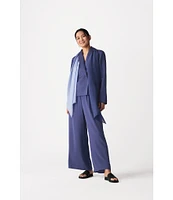 Eileen Fisher Textured Silk Shawl Collar Long Sleeve Jacket