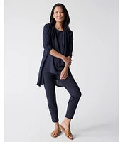 Eileen Fisher Textured Washable Stretch Crepe Slim Pull-On Ankle Pants