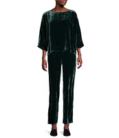 Eileen Fisher Velvet High Pleated Waist Pull-On Tapered Ankle Pants