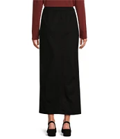 Eileen Fisher Washable Flex Ponte Double Knit Front Slit Pocketed Pull-On Maxi Skirt