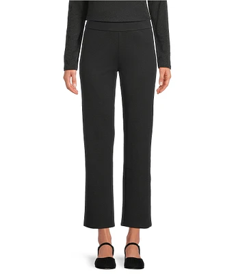 Eileen Fisher Washable Flex Ponte Double Knit Straight Leg Pull-On Pants