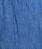 Eileen Fisher Washed Organic Linen Elastic Waist Wide Leg Cropped Pants
