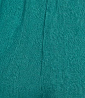 Eileen Fisher Washed Organic Linen Elastic Waist Wide Leg Cropped Pants