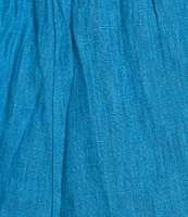 Eileen Fisher Washed Organic Linen Elastic Waist Wide Leg Cropped Pants