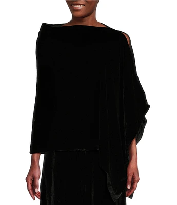 Eileen Fisher Washed Velvet Boat Neck Poncho