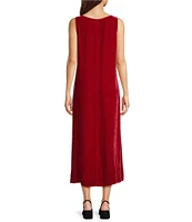 Eileen Fisher Washed Velvet V-Neck Sleeveless Midi Dress