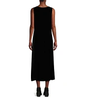 Eileen Fisher Washed Velvet V-Neck Sleeveless Midi Dress