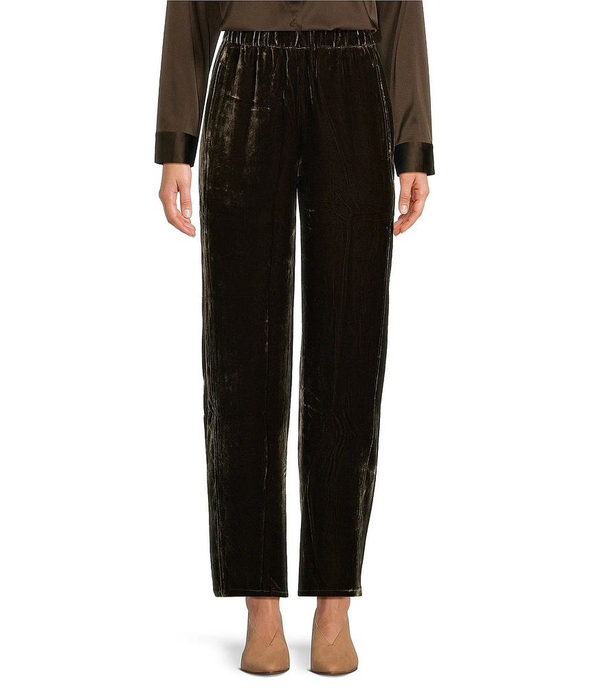 Eileen Fisher Woven Pull-On Lantern Ankle Velvet Pants