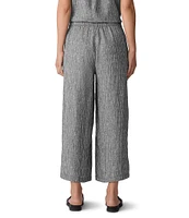 Eileen Fisher Yarn-Dyed Stripe Organic Linen Wide Cropped Coordinating Pants
