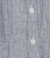 Eileen Fisher Yarn-Dyed Stripe Puckered Organic Linen V-Neck Sleeveless Vest