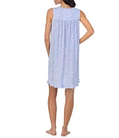 Eileen West Blue Floral Print Sleeveless Jersey Knit Short Chemise