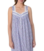 Eileen West Ditsy Print Sleeveless Sweetheart Neck Woven Ballet Nightgown