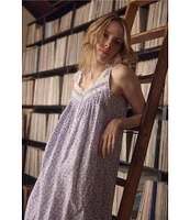 Eileen West Ditsy Print Sleeveless Sweetheart Neck Woven Ballet Nightgown