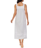 Eileen West Dobby Striped Textured Woven Round Neck Sleeveless Ballet Cotton Nightgown