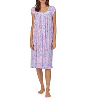 Eileen West Floral Cap Sleeve Sweetheart Neck Button Front Modal Jersey Knit Waltz Nightgown
