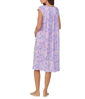 Eileen West Floral Cap Sleeve Sweetheart Neck Button Front Modal Jersey Knit Waltz Nightgown