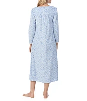 Eileen West Floral Fleece Long Sleeve Sweetheart Neck Ballet Nightgown