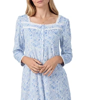 Eileen West Floral Fleece Long Sleeve Sweetheart Neck Ballet Nightgown