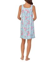 Eileen West Floral Jersey Knit Sleeveless Sweetheart Neck Chemise