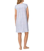 Eileen West Floral Print Cap Sleeve Scoop Neck Jersey Knit Nightgown