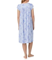 Eileen West Floral Print Cap Sleeve Sweetheart Neck Jersey Knit Waltz Nightgown