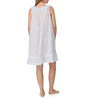 Eileen West Floral Print Sleeveless Square Neck Woven Cotton Short Chemise