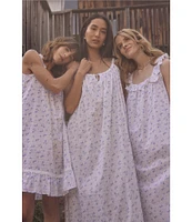 Eileen West Floral Print Sleeveless Square Neck Woven Cotton Short Chemise