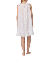 Eileen West Floral Print Sleeveless Square Neck Woven Swiss Dot Chemise