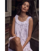 Eileen West Floral Print Sleeveless Square Neck Woven Swiss Dot Chemise
