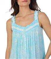Eileen West Floral Print Sleeveless Sweetheart Neck Jersey Knit Ballet Nightgown