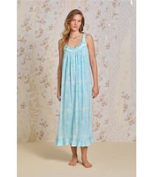 Eileen West Floral Print Sleeveless Sweetheart Neck Jersey Knit Ballet Nightgown